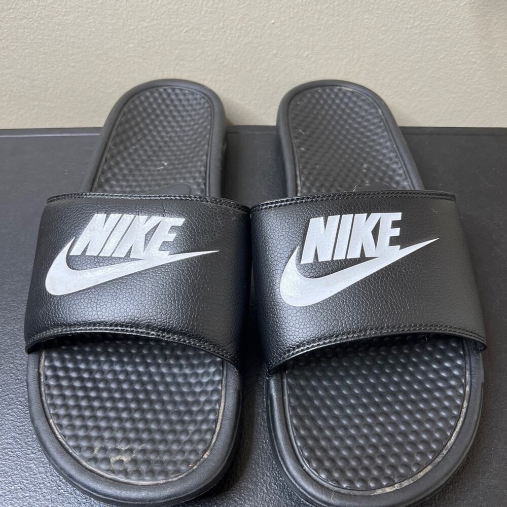 Nike Benassi JDI Slides Black White Men’s Size 13 Sandals 343880-090